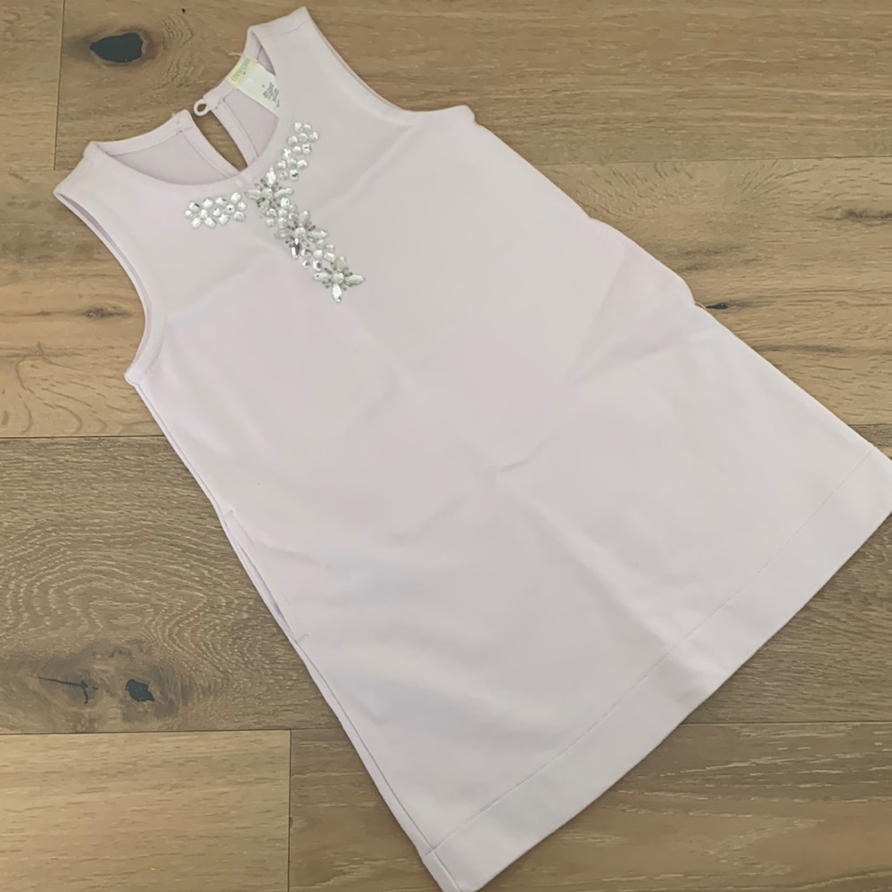 Crewcuts pale lavender classic shift dress with jewel detail size 5